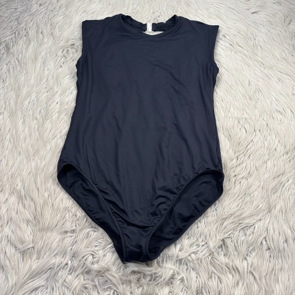Seafolly Women's 16 Black Collective Cap Sleeve One Piece Swimsuit Sporty Resort